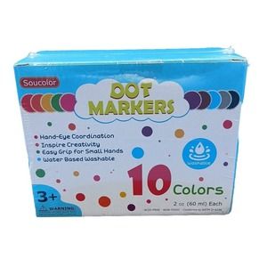 Soucolor Washable Dot Markers for Toddlers Kids Preschool, 10 Colors 2 oz Sealed